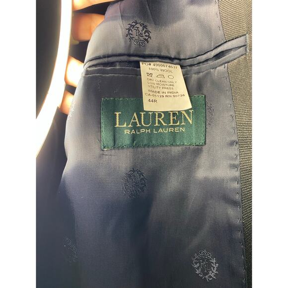 Lauren Ralph Lauren Black Watch Plaid Wool Blazer Satin Lapel 44 Lined 1 Button - Picture 3 of 6